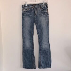 Silver Jeans Vintage LowRise Y2K Western Glove Works Size 27 Boot Cut Light Wash